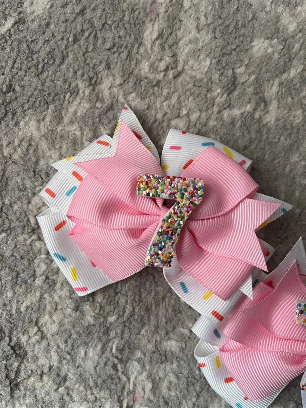 Pink Sprinkle Double-Layer Kids Hair Bows - Pair